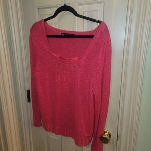 Misses Sz M Blue Willi's Linen Cotton Sweater Pleated Ruffle On Chest